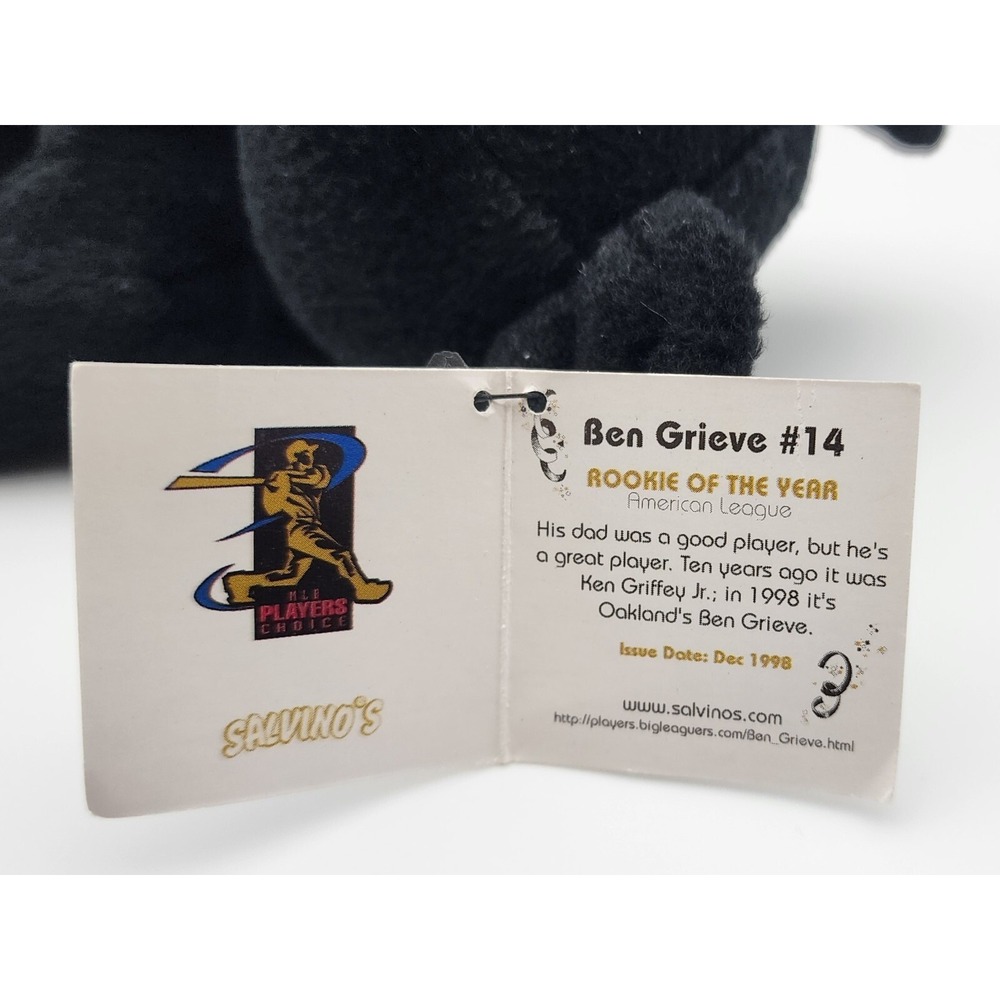 Salvino's Bamm Beano's 1998 Black & White ROY Ben Grieve Athletic #14 NWT Bear - Picture 7 of 8